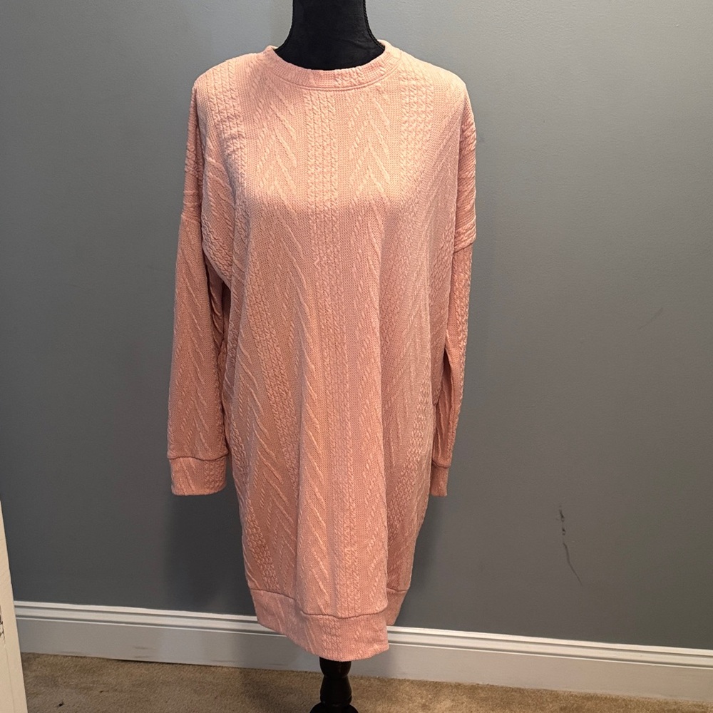 Cherish Pink Cable Knit Sweater Dress - Women’s Size Medium